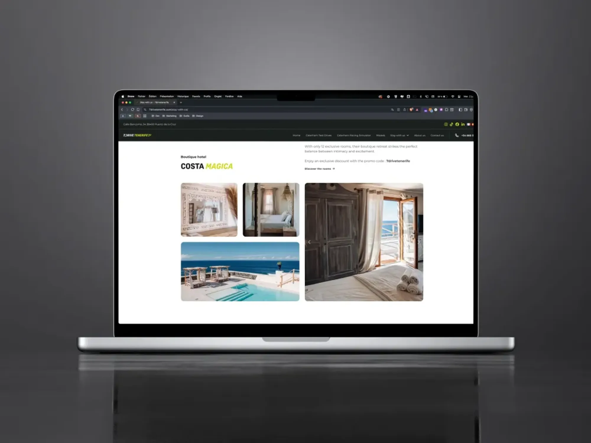 Première image de présentation du projet réalisé pour 7Drive Tenerife